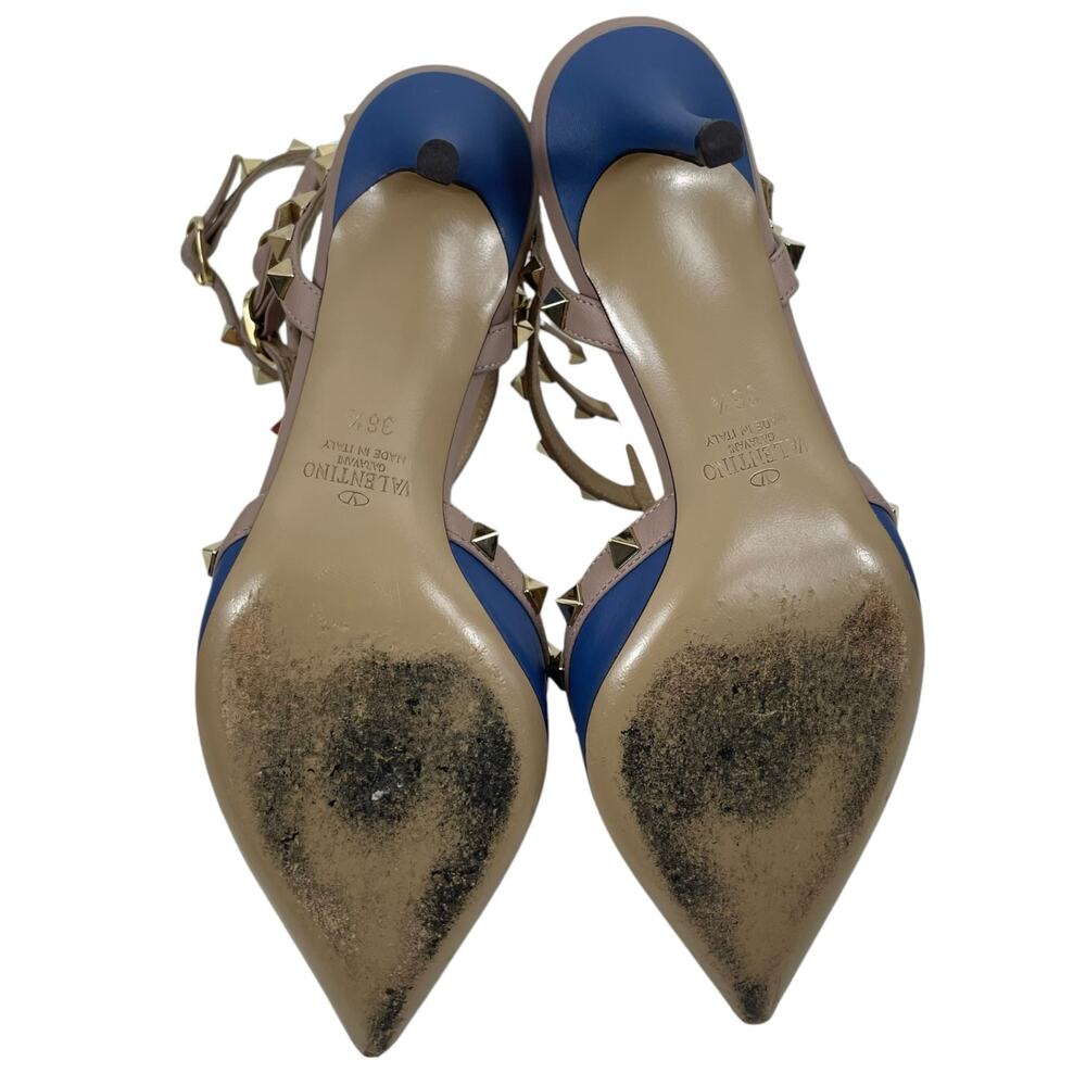Valentino Garavani Rockstud 65mm Leather Caged Pump Blue Pink Size 36.5 - Picture 9 of 13